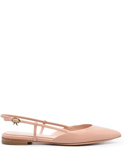 Gianvito Rossi Ribbon Sling 05 Flats In Beige