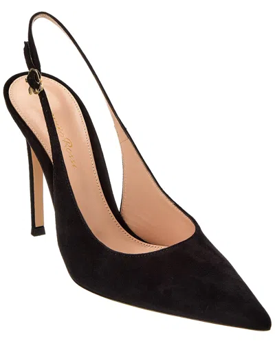 Gianvito Rossi Ribbon Sling 105 Suede Slingback Pump In Black