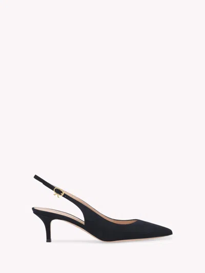 Gianvito Rossi Robbie 55 Suede Slingback Pumps In Blue