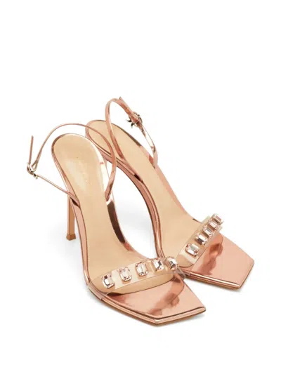 Pre-owned Gianvito Rossi Ribbon Slingback Embellished Sandals In Pink