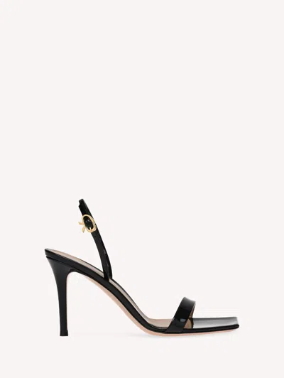 Gianvito Rossi Ribbon Stiletto 85 Sandals In Black Patent Leather