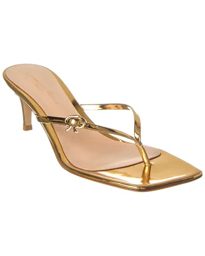 Gianvito Rossi Ribbon Thong Mule Sandal In Gold