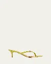 Gianvito Rossi Green Ribbon Thong Heeled Sandals In Pistacchio