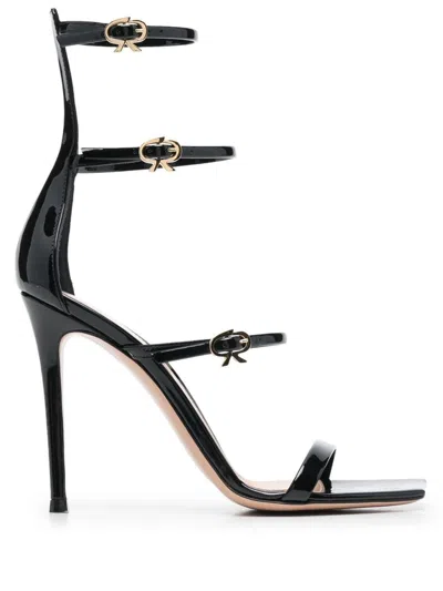 Gianvito Rossi Black Ribbon Uptown 105 Heeled Sandals