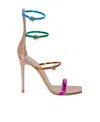 Gianvito Rossi Metallic Multi-strap Stiletto Sandals In Nude