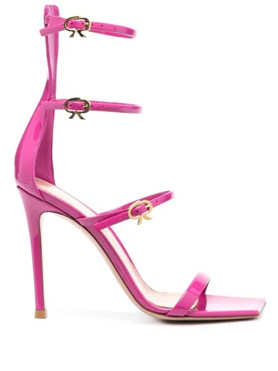 GIANVITO ROSSI GIANVITO ROSSI RIBBON UPTOWN PATENT HIGH HEEL SANDALS