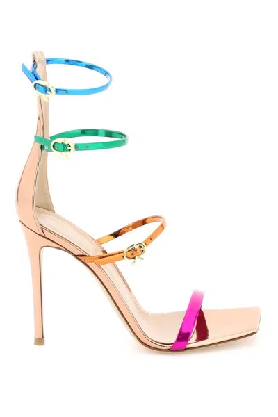 Gianvito Rossi 105mm Ribbon Uptown Leather Sandals In Bmgt