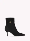 Gianvito Rossi Ribbon Ville Suede Ankle Boots In Black Suede