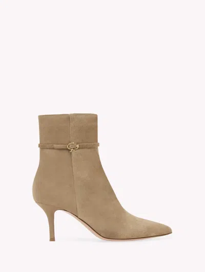Gianvito Rossi Ribbon Ville 70mm Suede Boots In Brown