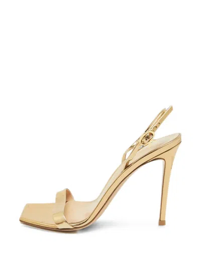 Pre-owned Gianvito Rossi Ribbon-detail Slingback Heeled Sandals In Gold
