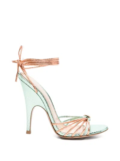 Gianvito Rossi Bow Leather Sandals Knotted Strap Sole In Pink