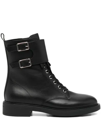 GIANVITO ROSSI RIPLEY BUCKLE LEATHER ABKLE BOOTS