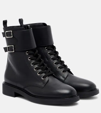 Gianvito Rossi Ripley Leather Combat Boots In Black