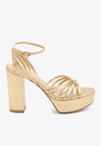 Gianvito Rossi Rita 105 Metallic Leather Platform Sandals In Gold