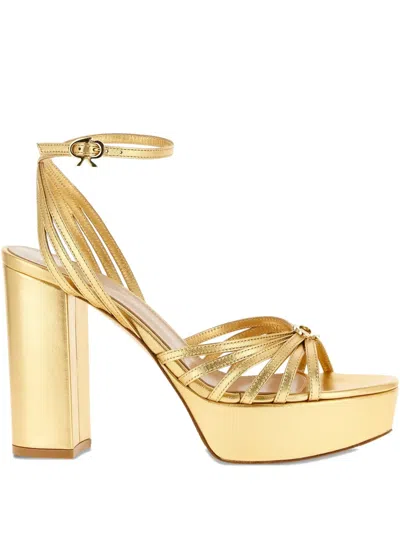 Gianvito Rossi Rita 105 Metallic Leather Platform Sandals In Gold