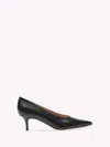 Gianvito Rossi 70mm Vitello Middle Heel Leather Pump In Black