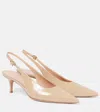 Gianvito Rossi Robbie 55 Patent Leather Slingback Pumps In Beige