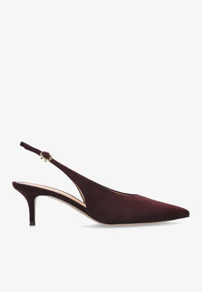 Gianvito Rossi 70mm Slingback Pointed-toe Pumps In Burgundy