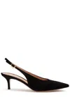 Gianvito Rossi Robbie 55 Suede Slingback Pumps In Black