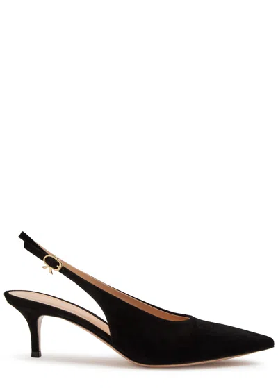Gianvito Rossi Robbie 55 Suede Slingback Pumps In Black