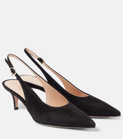 Gianvito Rossi Robbie 55 Patent Leather Slingback Pumps In Black