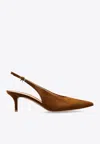Gianvito Rossi Solid Suede Slingback Pumps In Brown