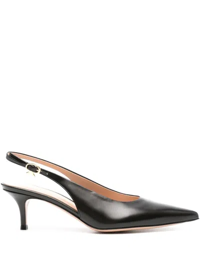 Gianvito Rossi 55mm Robbie Leather Slingbacks In Black
