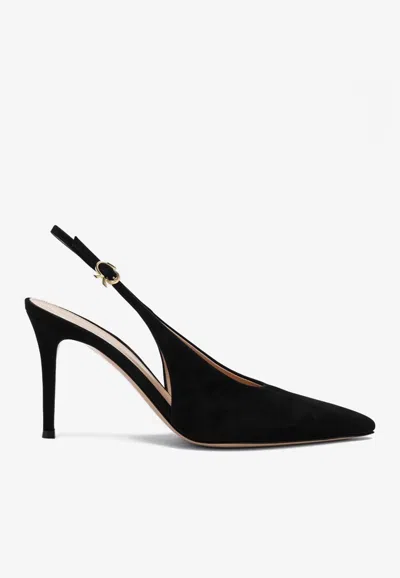 GIANVITO ROSSI ROBBIE 75 SLINGBACK SUEDE PUMPS