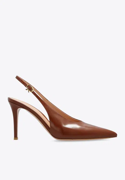 GIANVITO ROSSI ROBBIE 85 CALF LEATHER SLINGBACK PUMPS