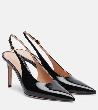 Gianvito Rossi Slingback-pumps Robbie 85 Aus Lackleder In Black