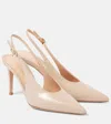 Gianvito Rossi Robbie 55 Patent Leather Slingback Pumps In Beige