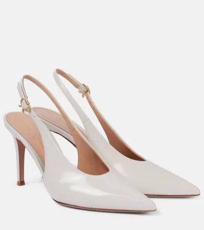 Gianvito Rossi Robbie 85 Patent Leather Slingback Pumps In Neutral