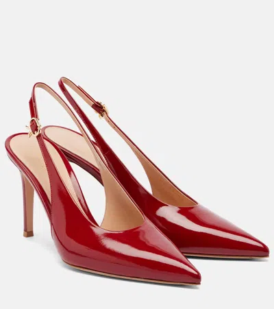 Gianvito Rossi Robbie 85 Patent Leather Slingback Pumps In Red