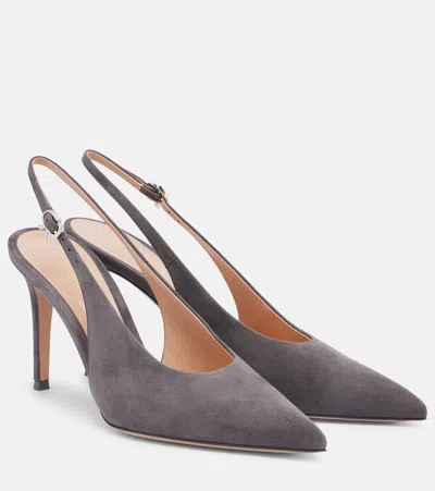 Gianvito Rossi Robbie 85 Suede Slingback Pumps In Animal Print