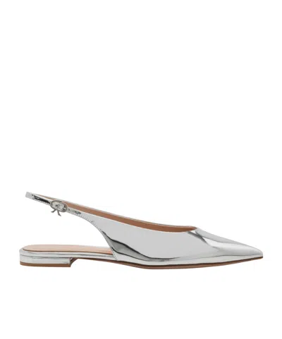 Charles & Keith Metallic Pointed-toe Slingback Flats In Silver