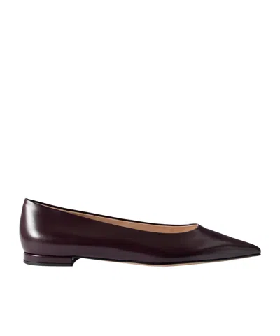 Gianvito Rossi Robbie Glossed-leather Ballet Flats In Burgundy