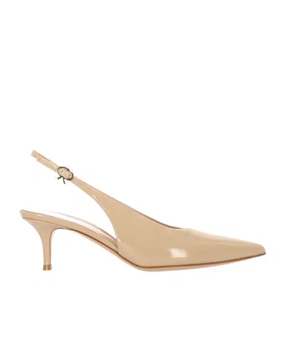 Gianvito Rossi Robbie Kitten Heel Slingback Pumps In Brown