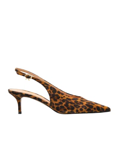 Gianvito Rossi Robbie Kitten Heel Slingback Pumps In Brown