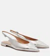Gianvito Rossi Robbie Metallic Leather Slingback Flats In Silver