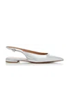 Gianvito Rossi Robbie Metallic Leather Slingback Flats In Silver