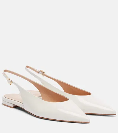 Gianvito Rossi Robbie Patent Leather Slingback Flats In White