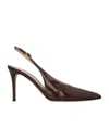 Gianvito Rossi Robbie 85 Patent Leather Slingback Pumps In Brown