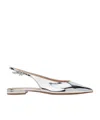 Gianvito Rossi Robbie Metallic Leather Slingback Flats In Silver