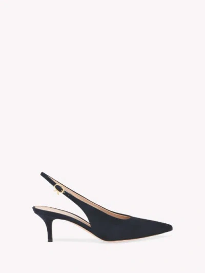 Gianvito Rossi Robbie 55 Suede Slingback Pumps In Blue