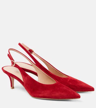 Gianvito Rossi Robbie Suede Slingback Pumps In Red