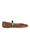 Gianvito Rossi Shanti Embellished Leather Mary Jane Ballet Flats In Brown