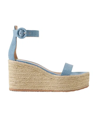 Gianvito Rossi 45 Denim Espadrille Wedge Sandals In Light Blue