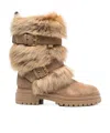 Gianvito Rossi Stivaletti Maverick Cammello In Pelle Scamosciata E Pelliccia Donna In Nude