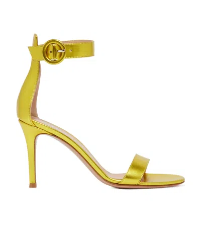 Gianvito Rossi Round-headed High-heeled Sandals In Yellow