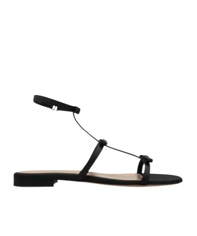 Gianvito Rossi Round-toe Flat Sandals In Black